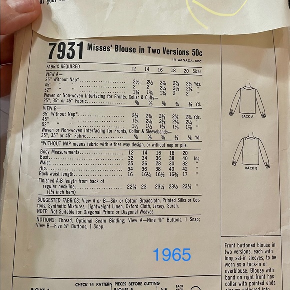 💰 Vintage blouse sewing pattern - Picture 2 of 4